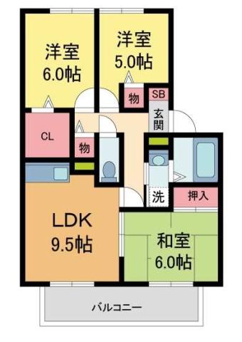 フレマリール友金(3LDK/1階)の間取り写真