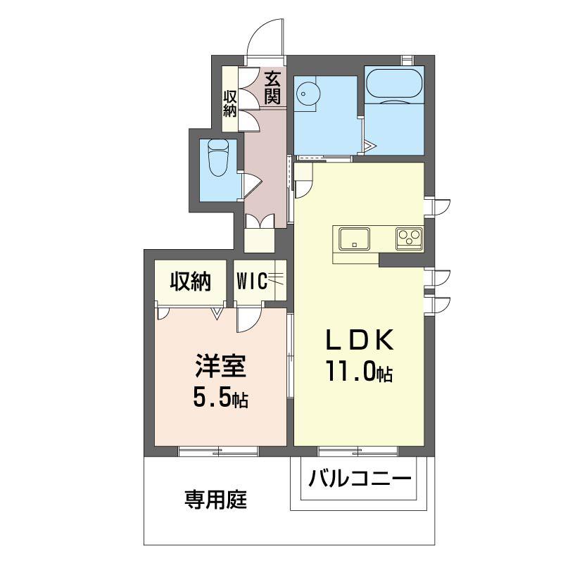 リヴェール・ヴィラ(1LDK/1階)の間取り写真
