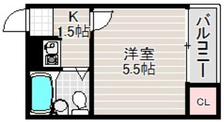 シャンクレール御陵前(1K/B1階)の間取り写真