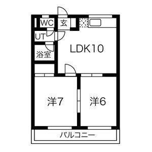 ニュー大寛ハイツ(2LDK/2階)の間取り写真