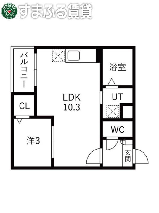 JACK ASHINOYAI(1LDK/3階)の間取り写真