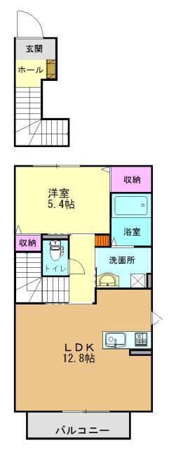 シャーメゾン 蔵(1LDK/2階)の間取り写真