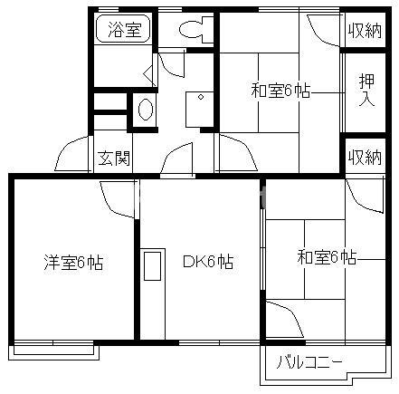 シャイニーK(3DK/2階)の間取り写真