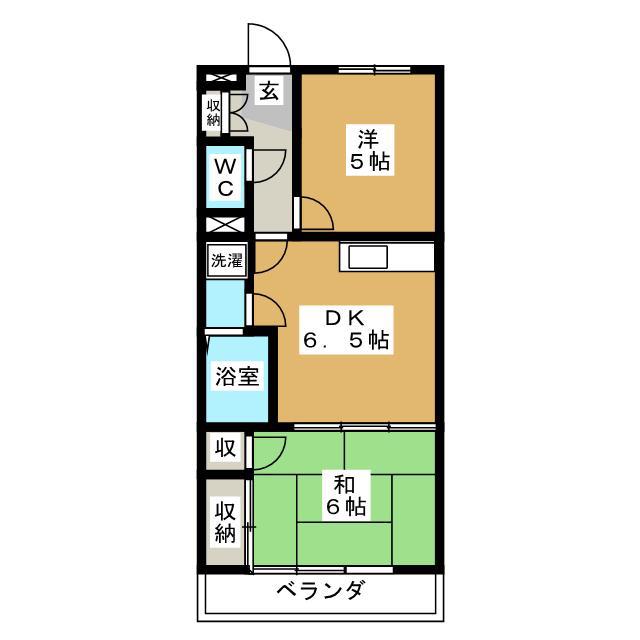 フリーデン上高井戸(2DK/2階)の間取り写真