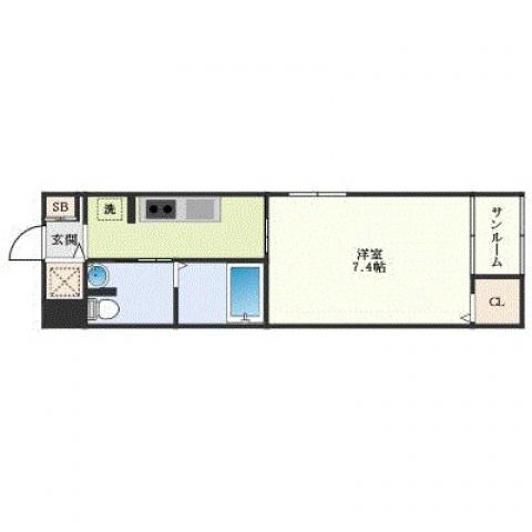 プランドール 十日市(1K/1階)の間取り写真