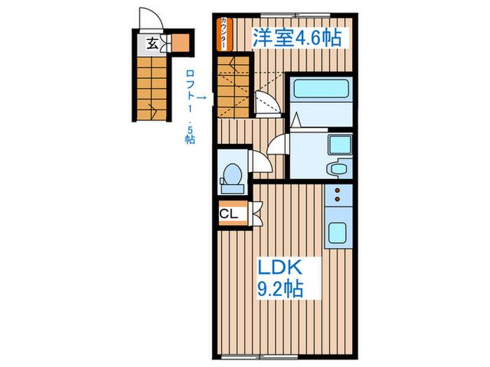LA.VERITA(1LDK/2階)の間取り写真