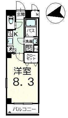 サンリット三好(1K/2階)の間取り写真