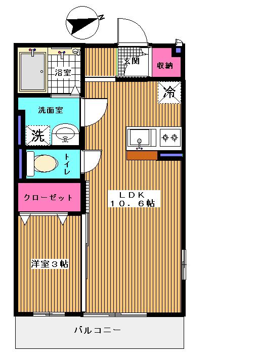 カラットセレーノ(1LDK/1階)の間取り写真
