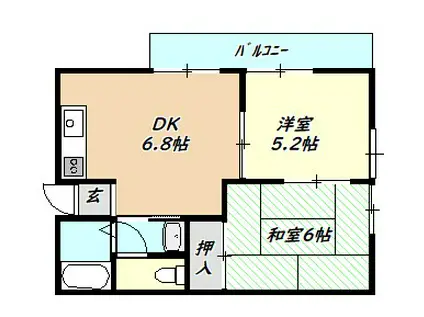 ファーストハイム土生(2DK/2階)の間取り写真