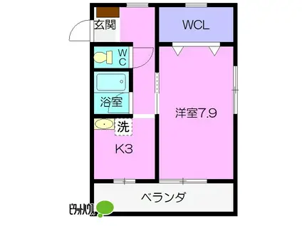 ユートピア浅井(1K/2階)の間取り写真