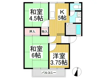 サニーハイツA(3K/2階)の間取り写真