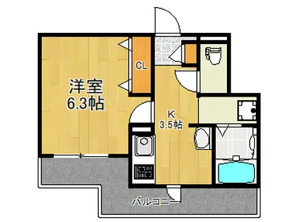HALE PUAMELIA(1K/3階)の間取り写真