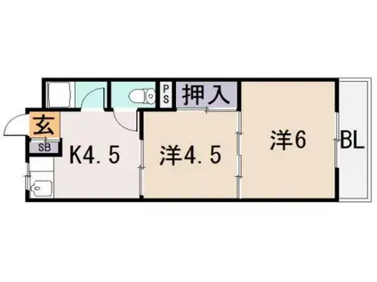 陽光園マンション(2DK/1階)の間取り写真
