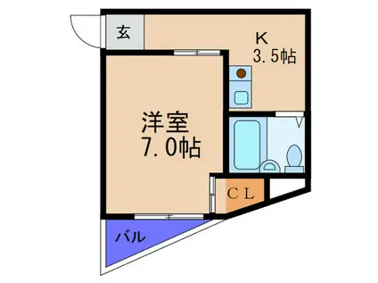 KTマンション(1K/4階)の間取り写真