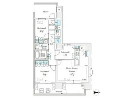 GRANPASEO丸の内(3LDK/6階)の間取り写真