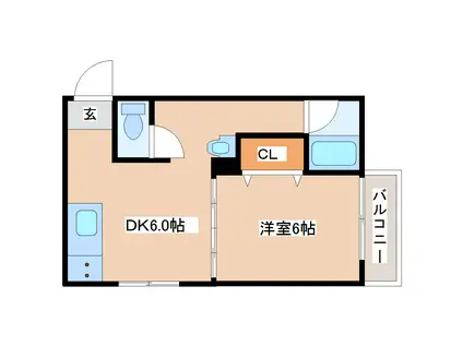 第1大澤コーポ(1DK/1階)の間取り写真