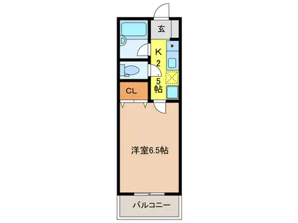 コーポサカエII(1K/2階)の間取り写真