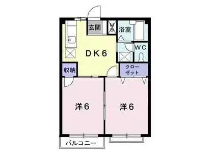 エルディムチェリー(2DK/2階)の間取り写真