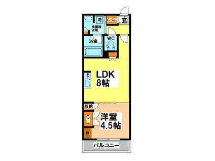 パレステージ武蔵小金井II(1LDK/4階)の間取り写真