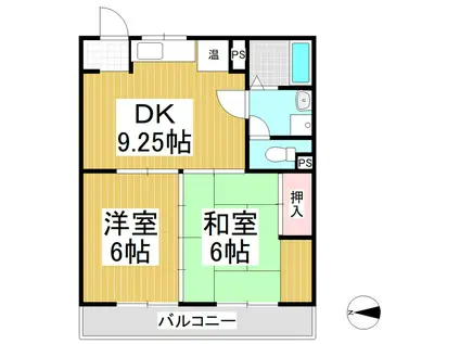 ピアサーティーIマンション(2DK/2階)の間取り写真