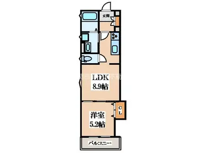 ラモーナ諸福I(1LDK/2階)の間取り写真