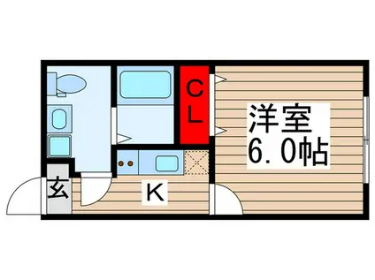 ソランジュ鎌ヶ谷(1K/2階)の間取り写真