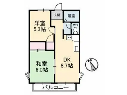 長井コーポ(2DK/3階)の間取り写真