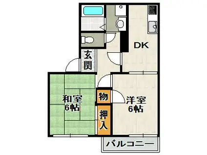 フレグランス宝塚I(2DK/2階)の間取り写真