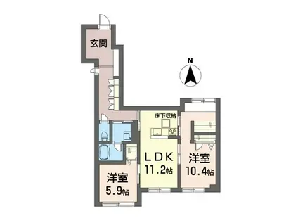 シャーメゾン オウル(2LDK/1階)の間取り写真