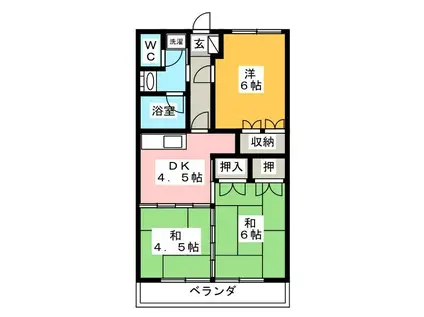 吉田IIマンション(3DK/3階)の間取り写真