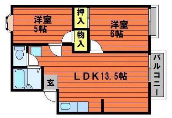 佐藤コーポ(2LDK/2階)の間取り写真