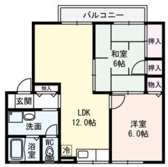 ガーデンハイツ若江東(2LDK/1階)の間取り写真