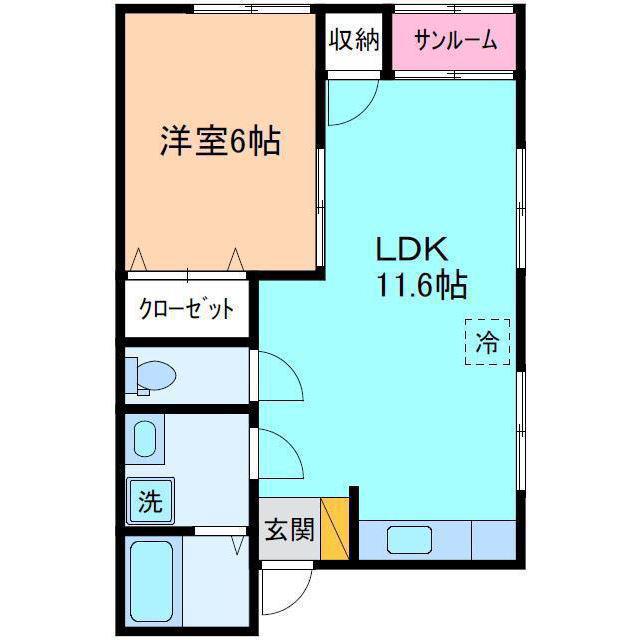 サンヴィレッジ新神田(1LDK/2階)の間取り写真