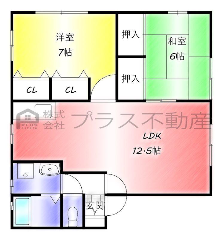 オラクルハウス A棟(2LDK/2階)の間取り写真