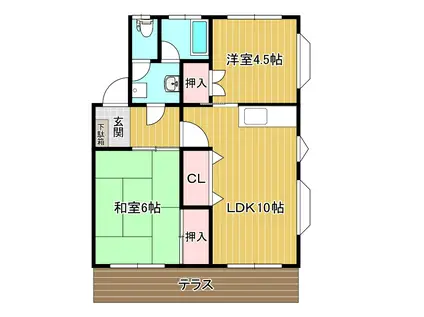 ドリームハウスII(2LDK/1階)の間取り写真