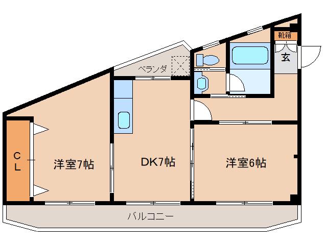 サンハイツ上村(2DK/3階)の間取り写真