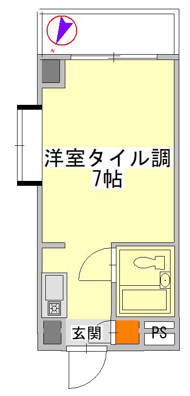 サンライズビル(ワンルーム/4階)の間取り写真