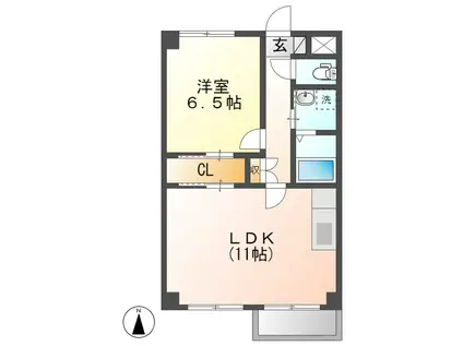 YS STAGE WAKAMIYA(1LDK/8階)の間取り写真