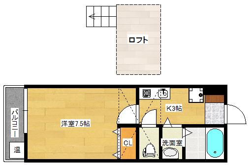 オレンジハウス(1K/2階)の間取り写真