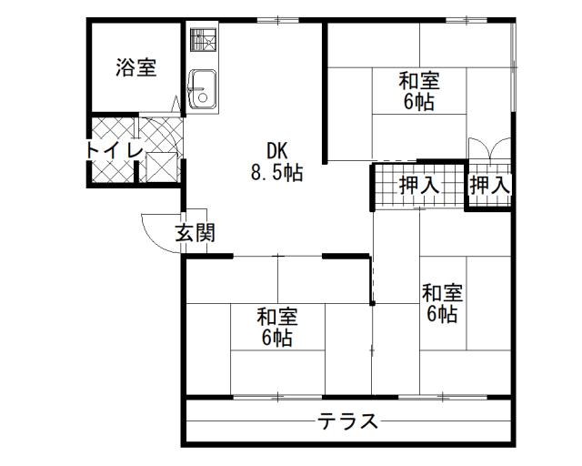 コーポ佐々木(3DK/1階)の間取り写真