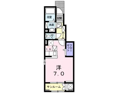 ミカジリII(1K/1階)の間取り写真