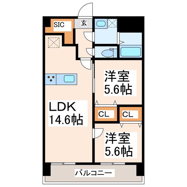 CHAINON楡木(2LDK/2階)の間取り写真