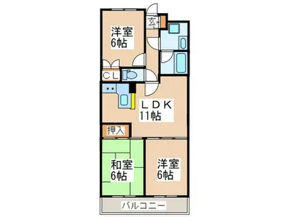 グリーンヒル藤が丘G(3LDK/4階)の間取り写真