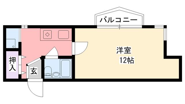 グリーンサイド武庫川(1K/2階)の間取り写真
