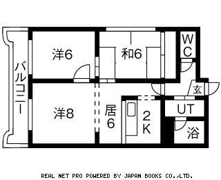 ローヤルハイツ東苗穂(2LDK/2階)の間取り写真