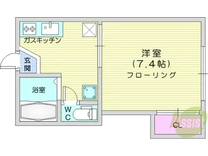 シャトルサトー(1K/1階)の間取り写真