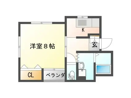 ハイライフ紫竹山A(1K/2階)の間取り写真