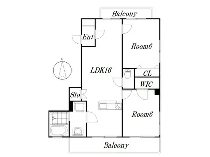 THONE ティーエイチワン(2LDK/3階)の間取り写真