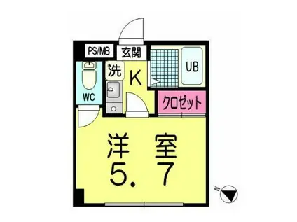 ペパンシェソワ(1K/2階)の間取り写真