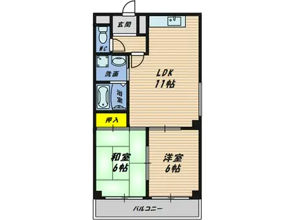 タウンコート鎮西(2LDK/2階)の間取り写真